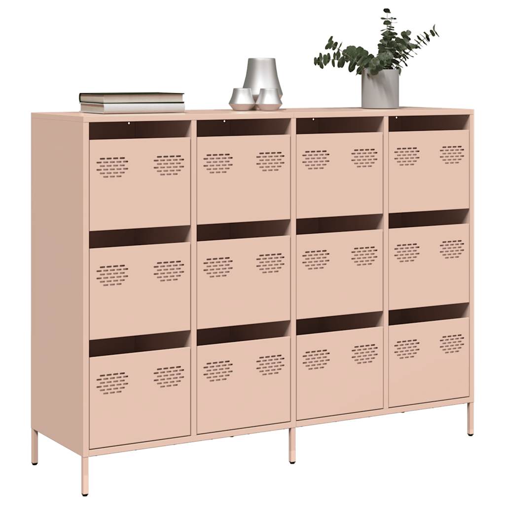 vidaXL Sideboard Pink 135x39x103.5 cm Cold-rolled Steel