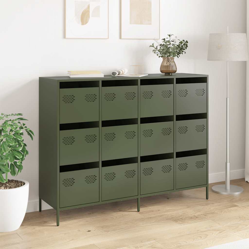 vidaXL Sideboard Olive Green 135x39x103.5 cm Cold-rolled Steel