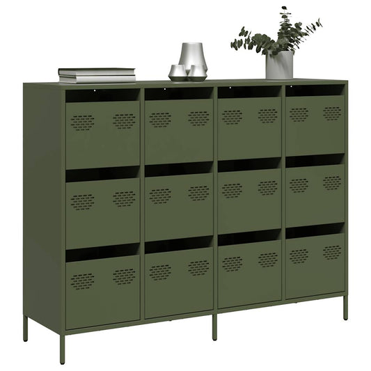 vidaXL Sideboard Olive Green 135x39x103.5 cm Cold-rolled Steel