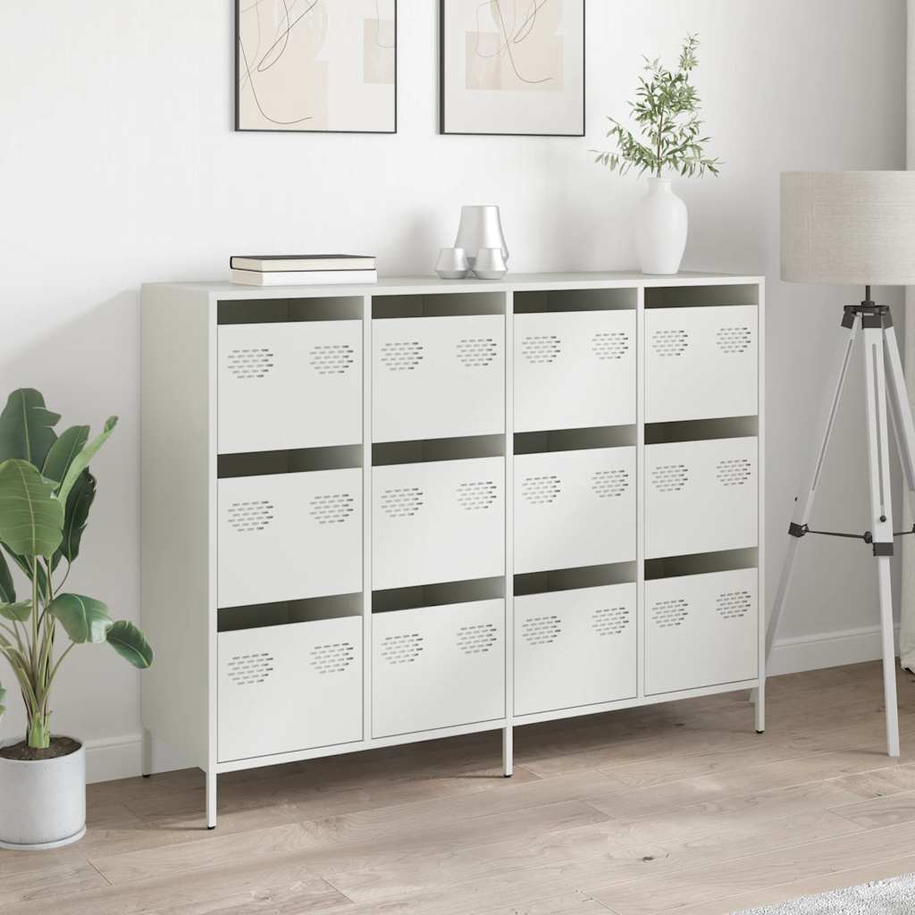 vidaXL Sideboard White 135x39x103.5 cm Cold-rolled Steel