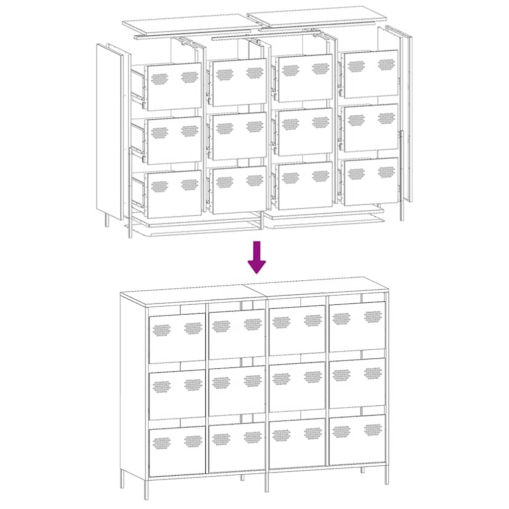 vidaXL Sideboard White 135x39x103.5 cm Cold-rolled Steel