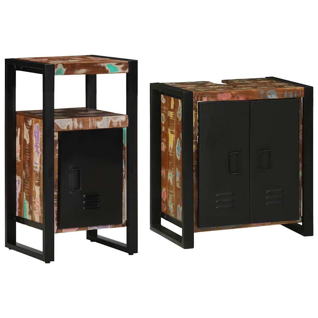 Bathroom Furniture Set with Drawer 2 pcs Solid Reclaim Wood