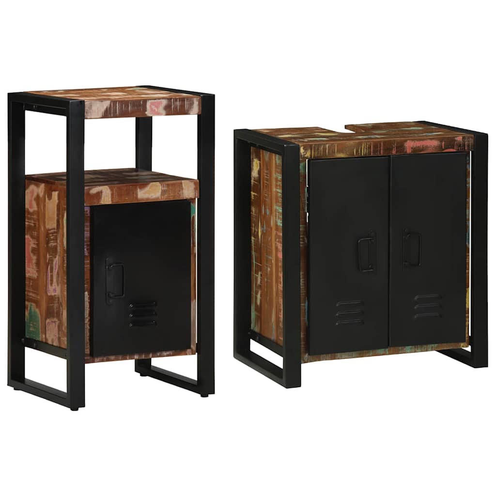 Bathroom Furniture Set with Drawer 2 pcs Solid Reclaim Wood