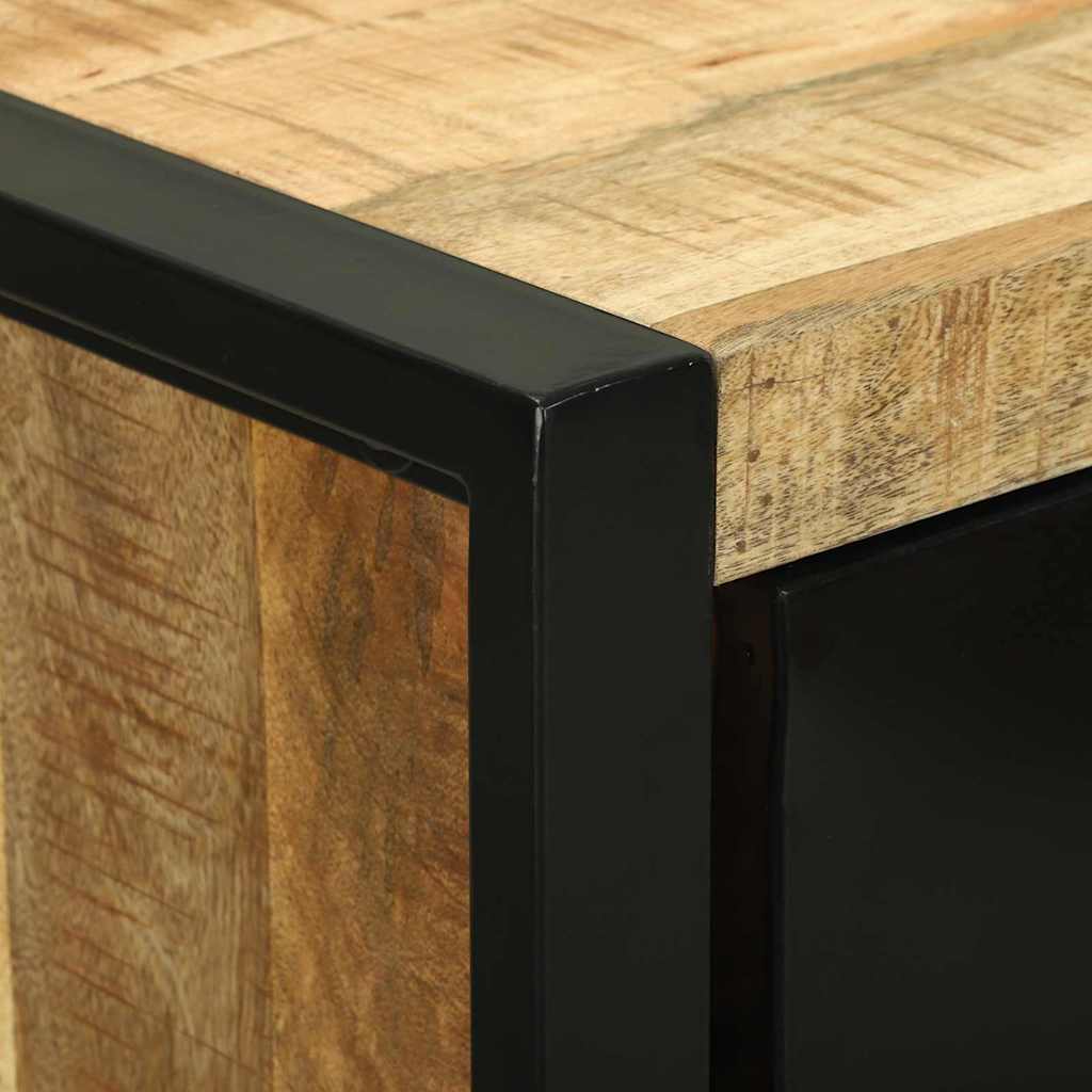 Bathroom Furniture Set 2 pcs Brown and Black Solid Mango Wood