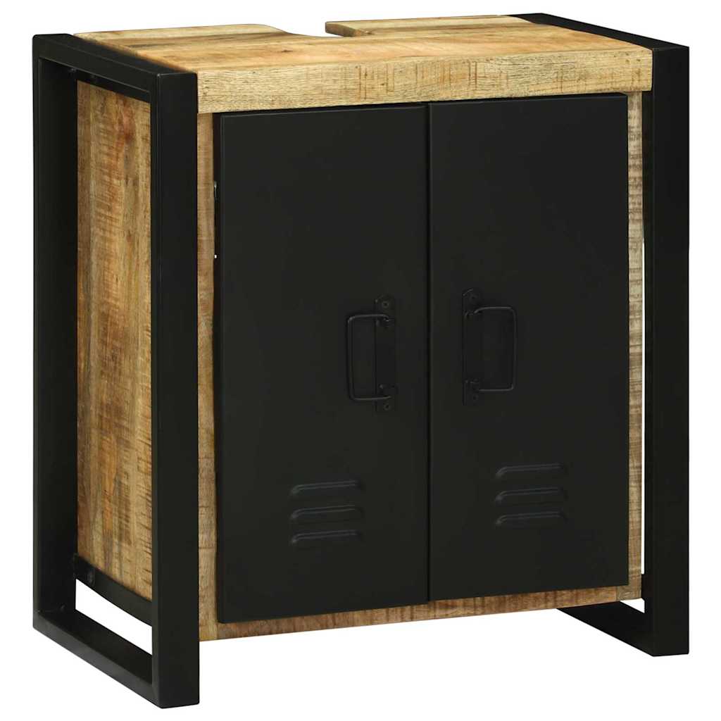 Bathroom Furniture Set with Shelf 2 pcs Brown Soild Mango Wood