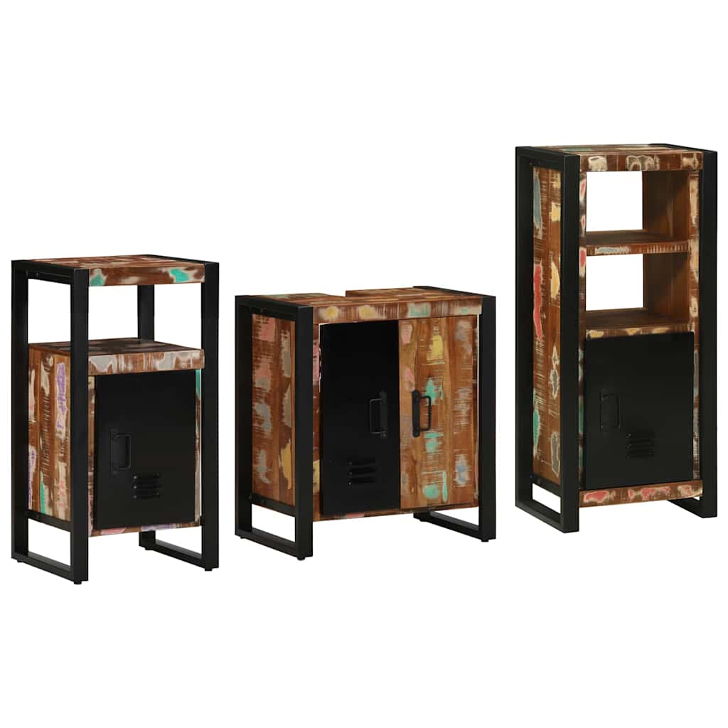 Bathroom Furniture Set with Drawer 3 pcs Solid Reclaim Wood