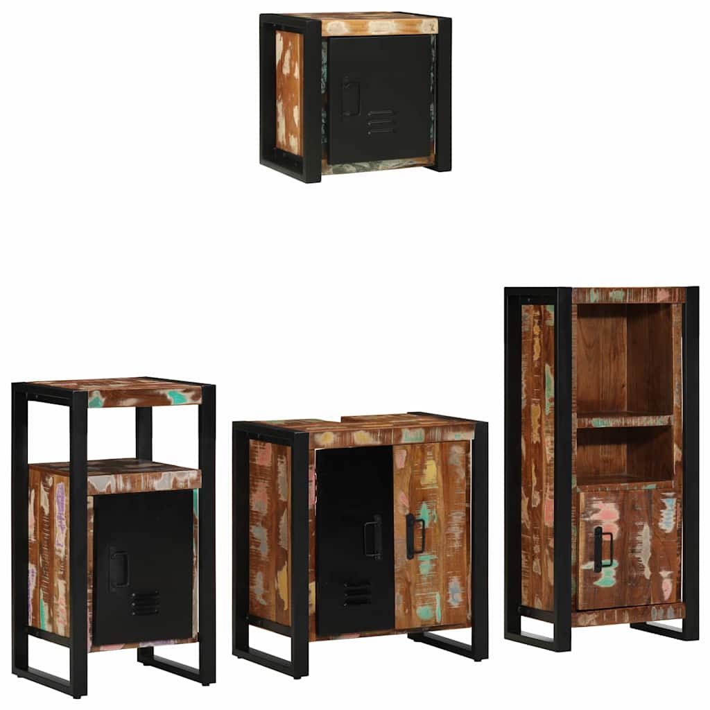 Bathroom Furniture Set with Drawer 4 pcs Solid Reclaim Wood