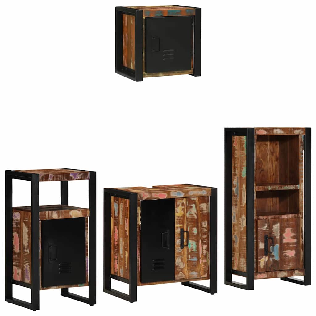 Bathroom Furniture Set with Drawer 4 pcs Solid Reclaim Wood