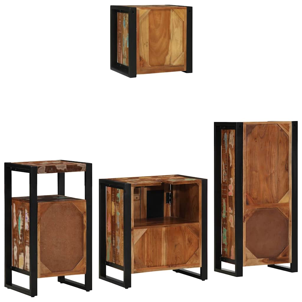 Bathroom Furniture Set with Drawer 4 pcs Solid Reclaim Wood