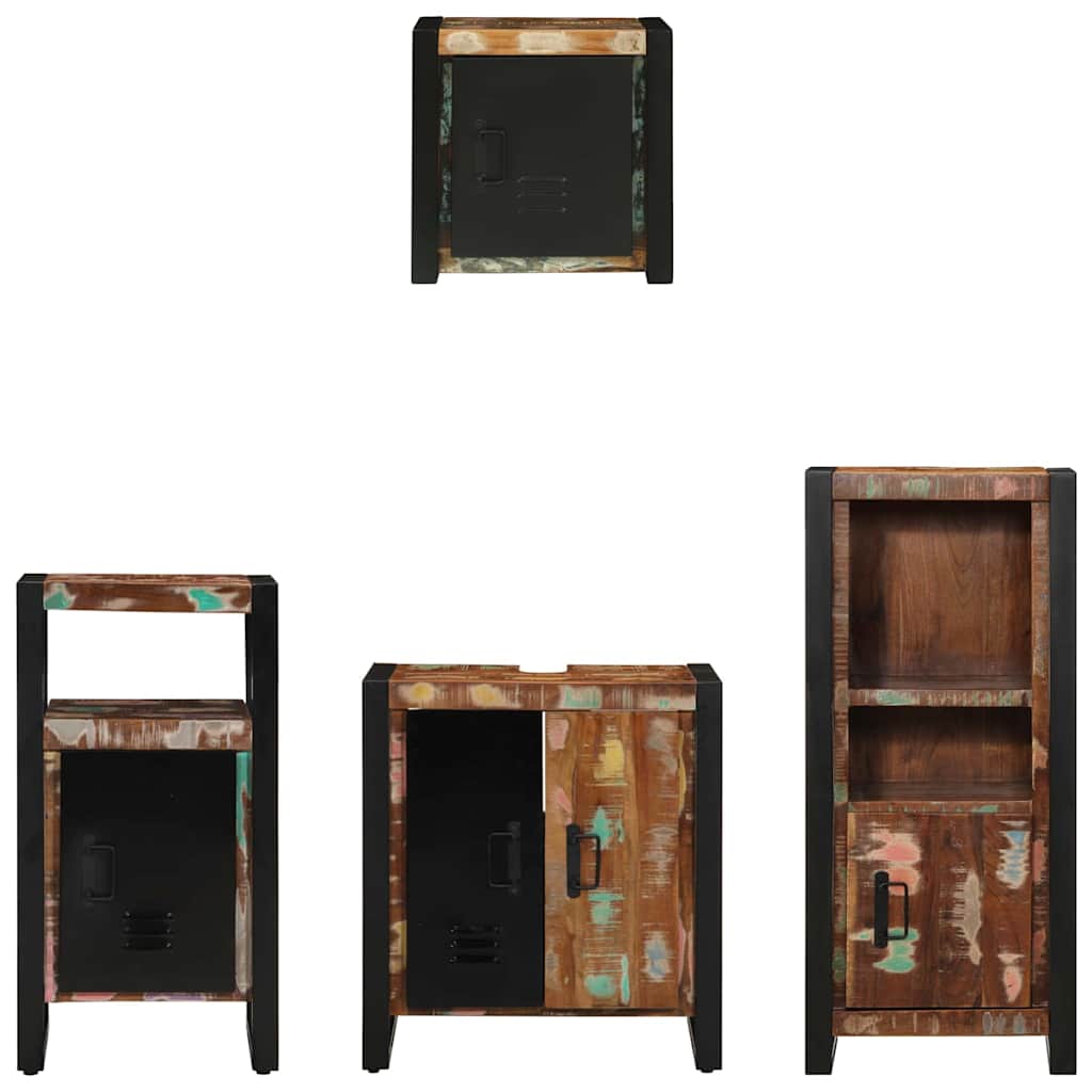 Bathroom Furniture Set with Drawer 4 pcs Solid Reclaim Wood