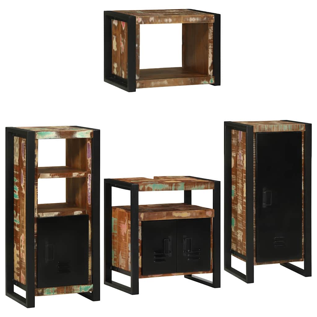 Bathroom Furniture Set 4 pcs Multicolour Solid Reclaimed Wood