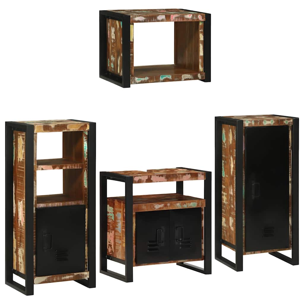 Bathroom Furniture Set 4 pcs Multicolour Solid Reclaimed Wood