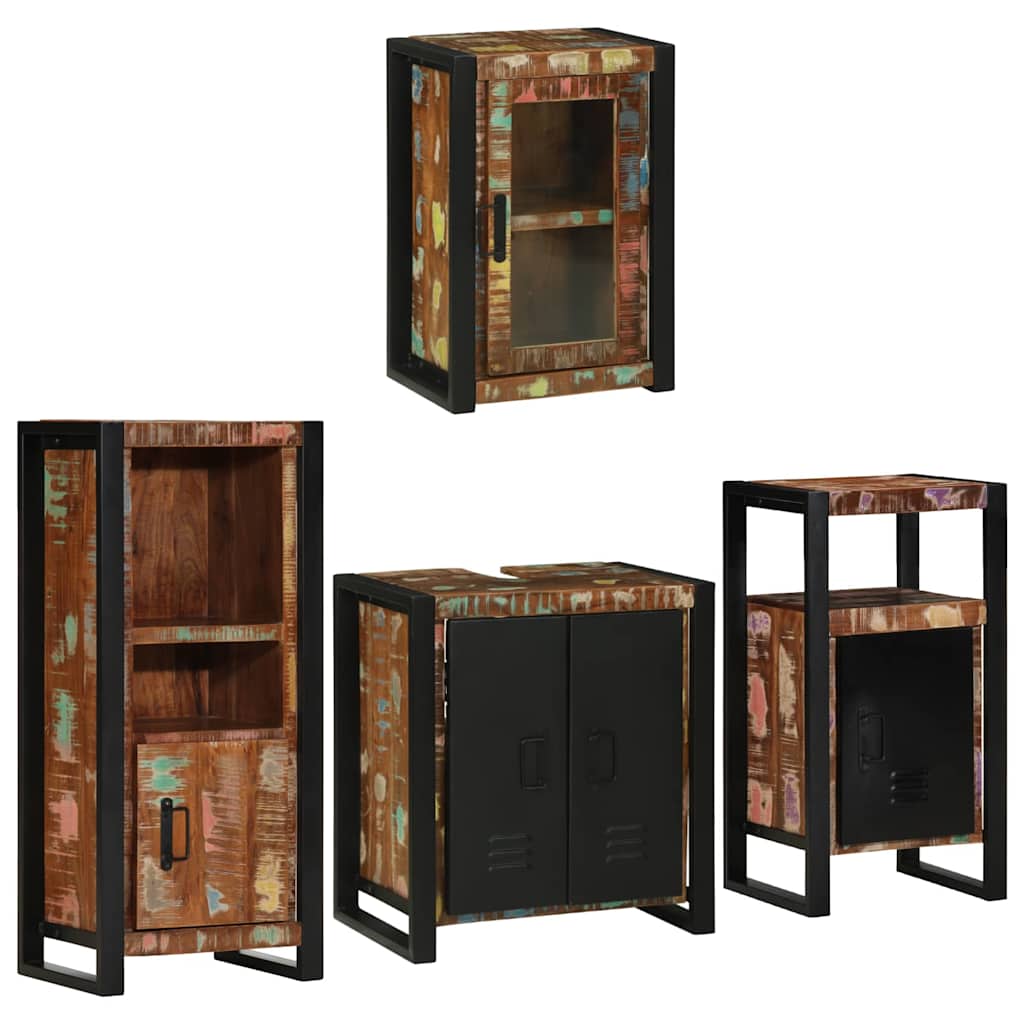Bathroom Furniture Set 4 pcs Multicolour Solid Reclaimed Wood