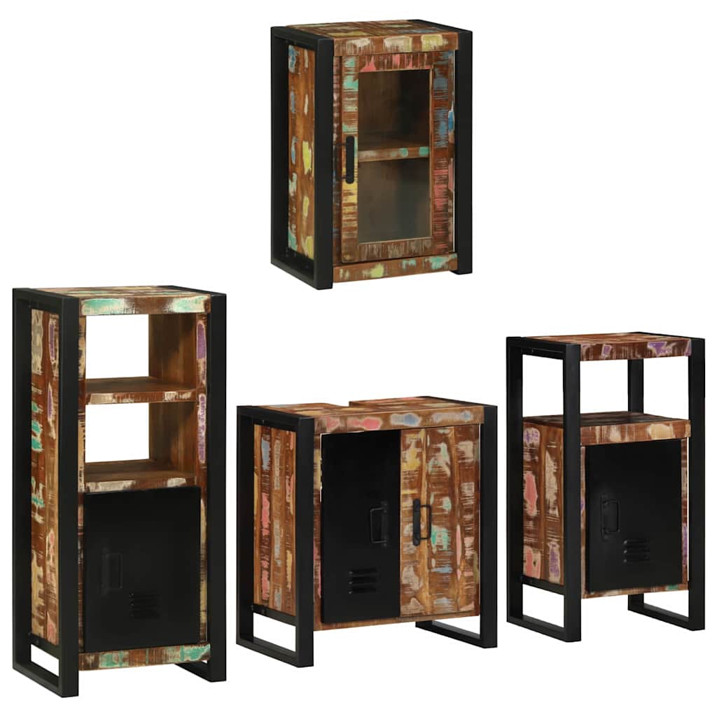 Bathroom Furniture Set 4 pcs Multicolour Solid Reclaimed Wood