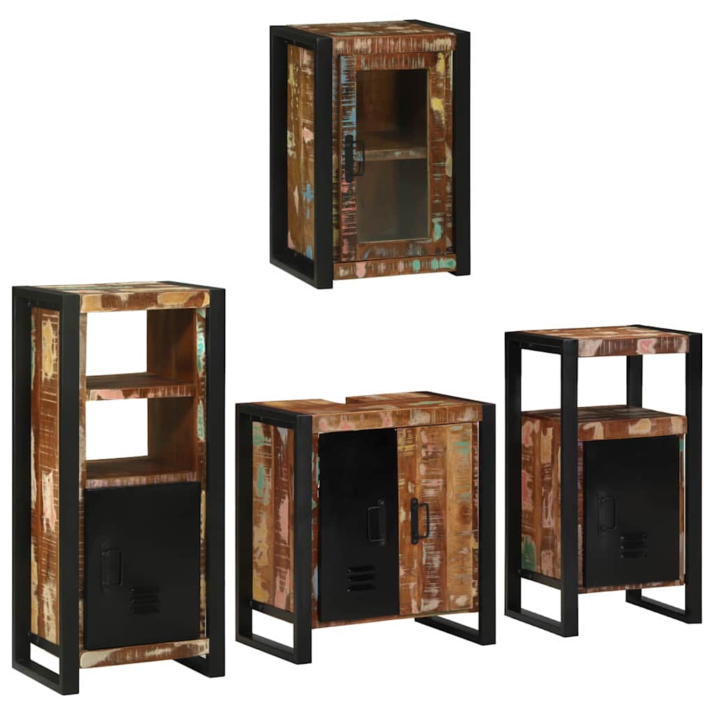 Bathroom Furniture Set 4 pcs Multicolour Solid Reclaimed Wood