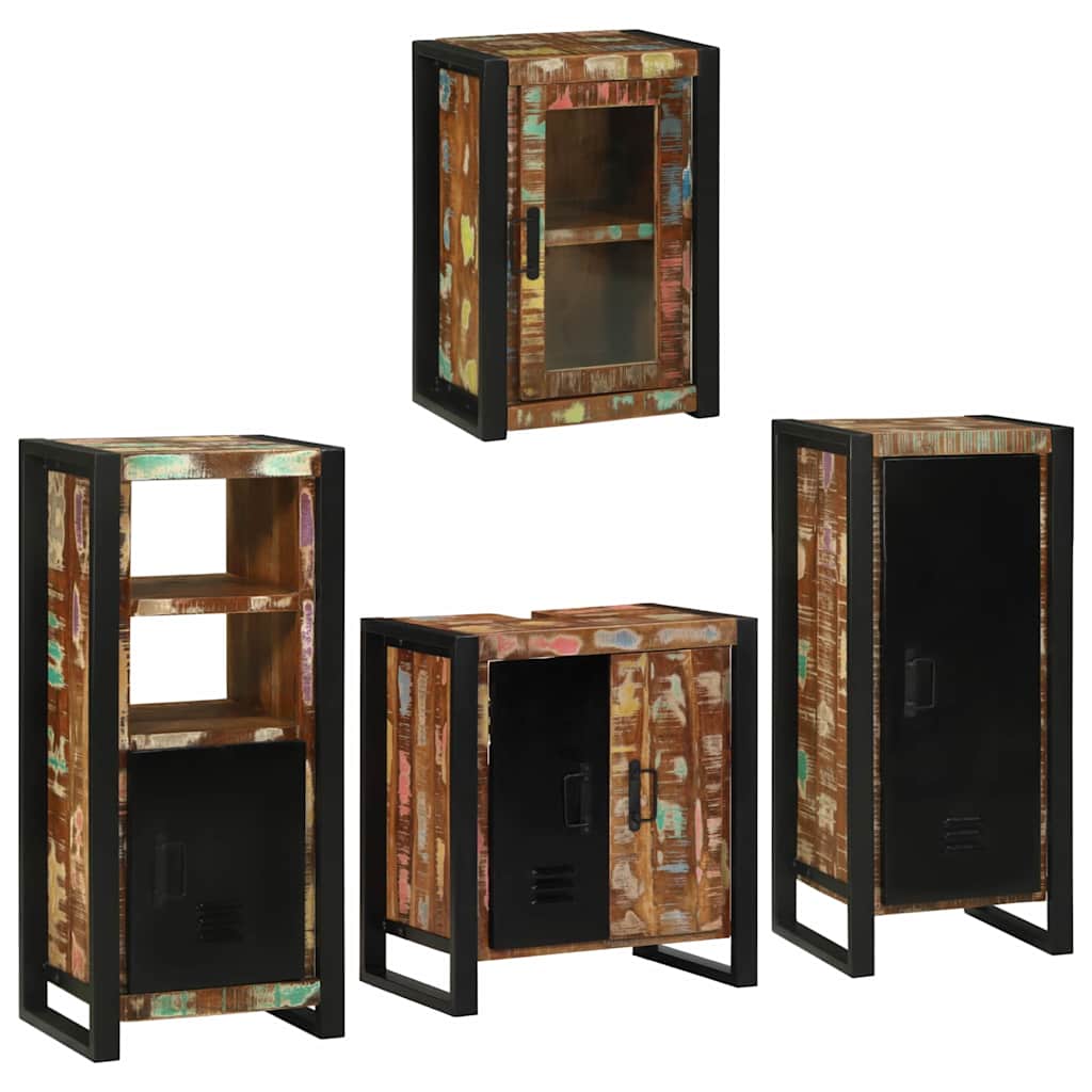 Bathroom Furniture Set 4 pcs Multicolour Solid Reclaimed Wood