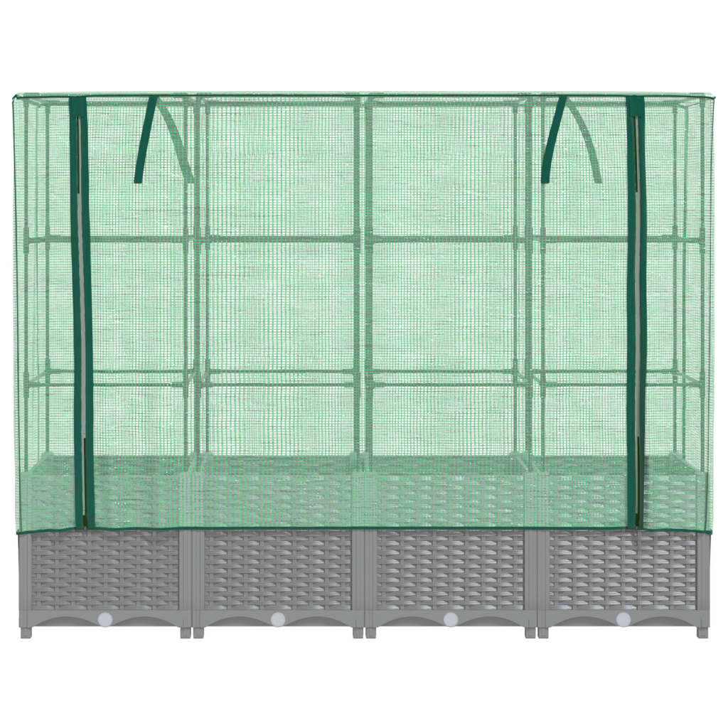 vidaXL Raised Bed with Greenhouse Cover Rattan Look 160x40x138 cm