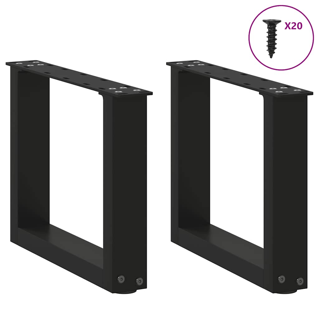 Coffee Table Legs U-Shaped 2 pcs Black 40x(30-31) cm Steel