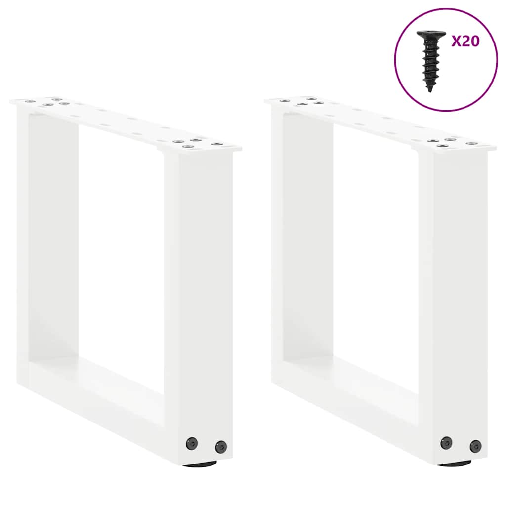 Coffee Table Legs U-Shaped 2 pcs White 40x(30-31) cm Steel
