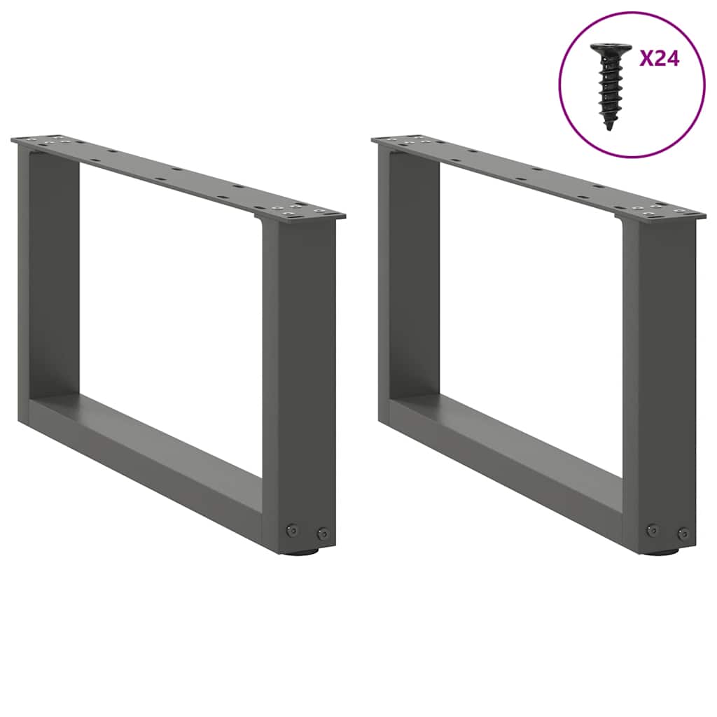 Coffee Table Legs U-Shaped 2 pcs Anthracite 60x(30-31) cm Steel
