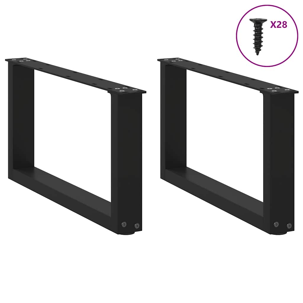 Coffee Table Legs U-Shaped 2 pcs Black 70x(30-31) cm Steel