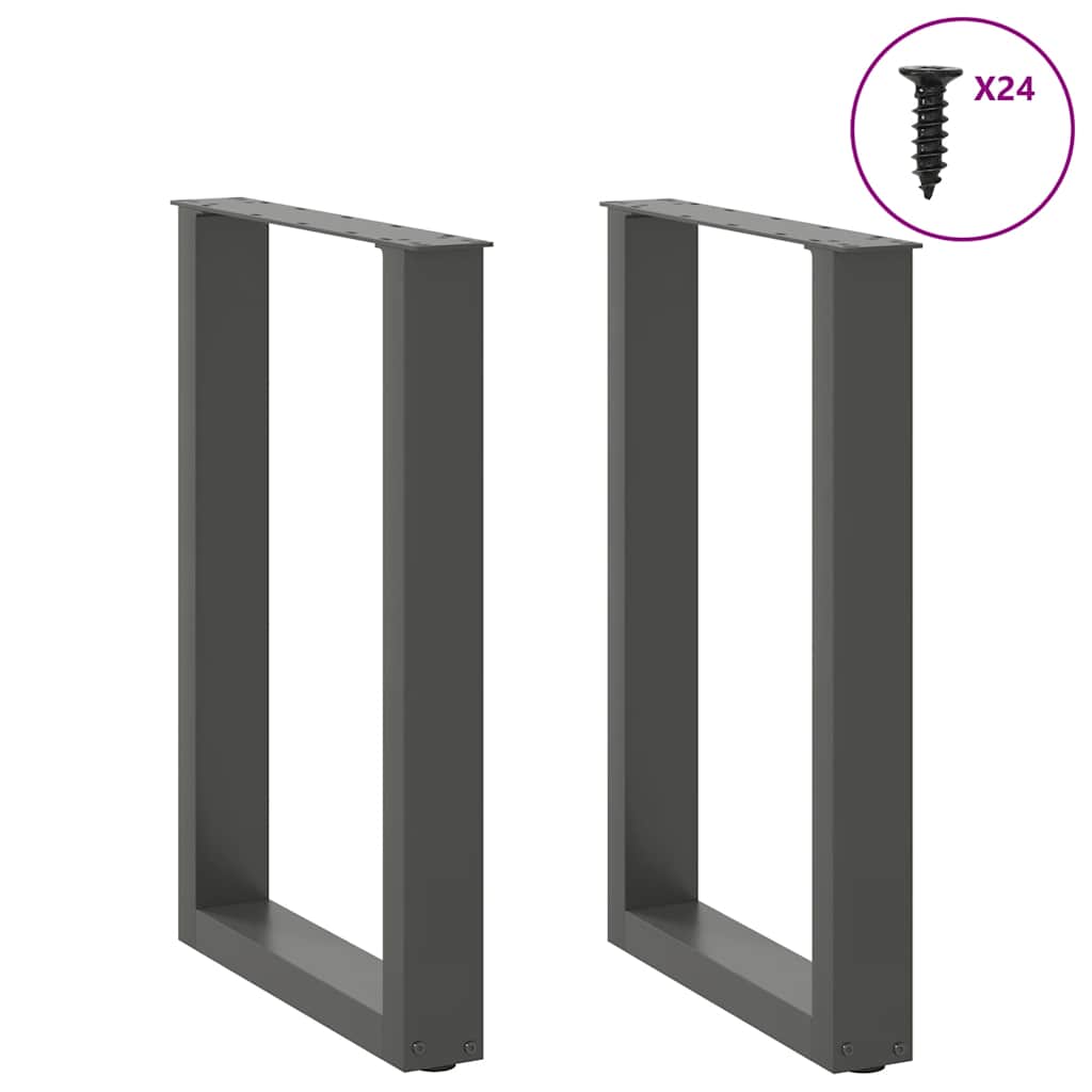 Dining Table Legs U-Shaped 2 pcs Anthracite 50x(72-73) cm Steel