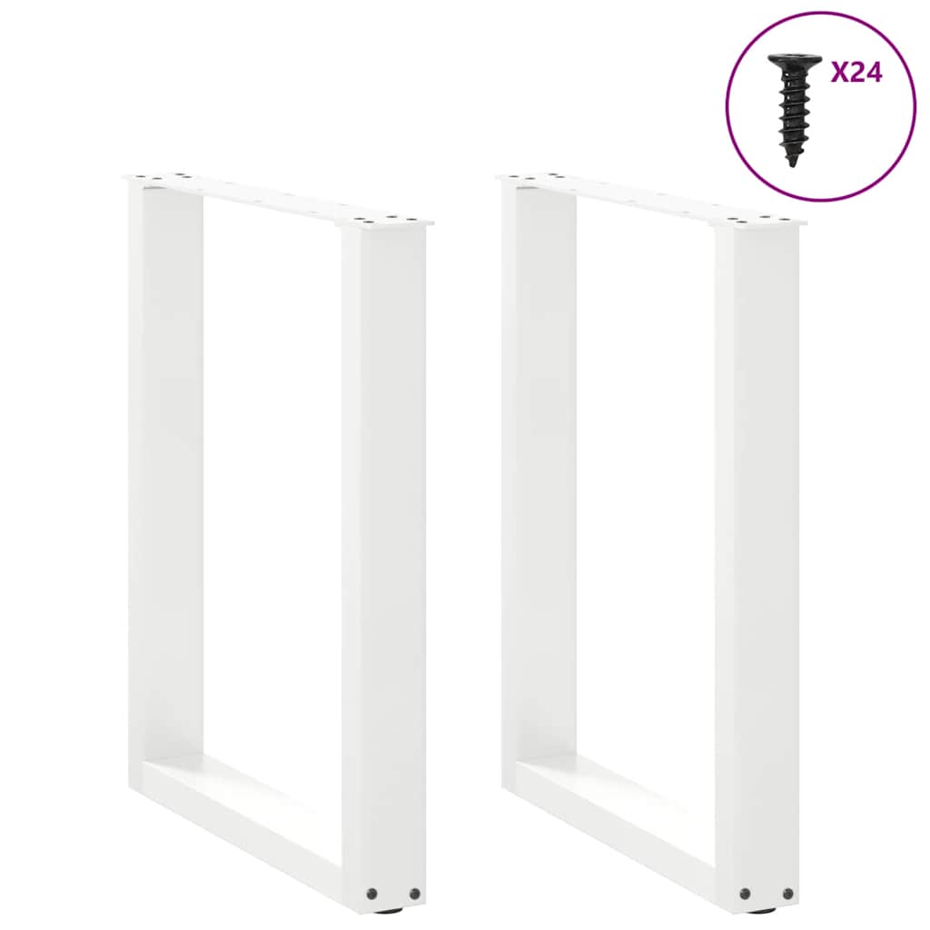Dining Table Legs U-Shaped 2 pcs White 60x(72-73) cm Steel