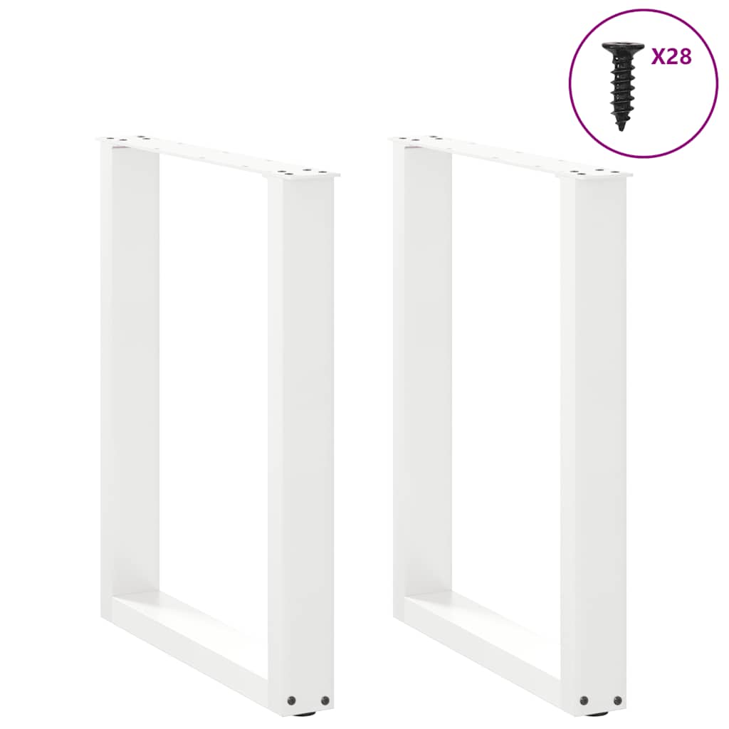 Dining Table Legs U-Shaped 2 pcs White 70x(72-73) cm Steel