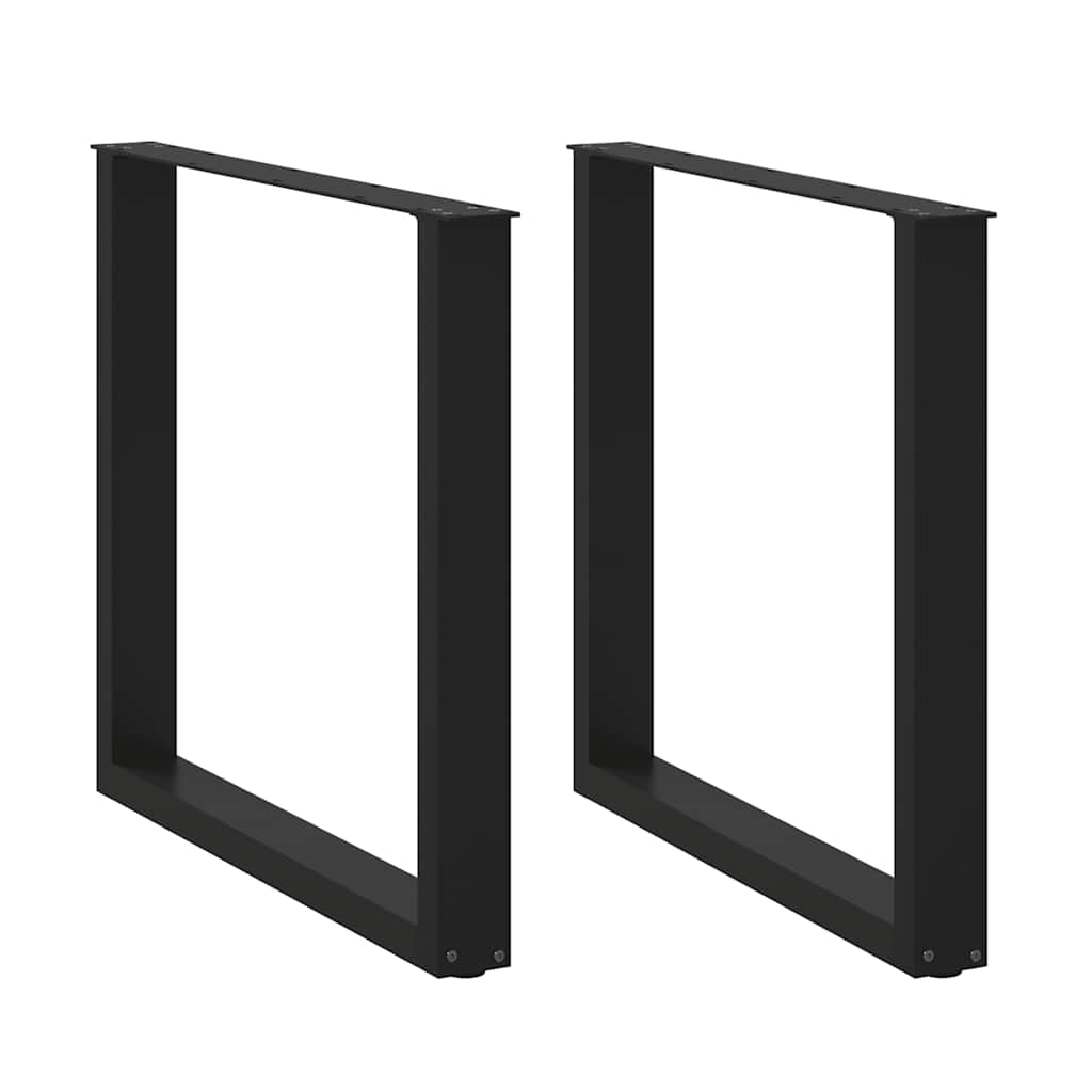 Dining Table Legs U-Shaped 2 pcs Black 90x(72-73) cm Steel