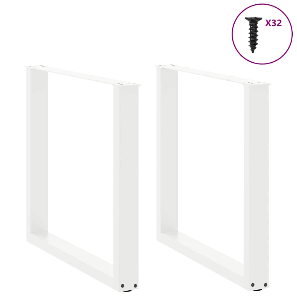Dining Table Legs U-Shaped 2 pcs White 90x(72-73) cm Steel