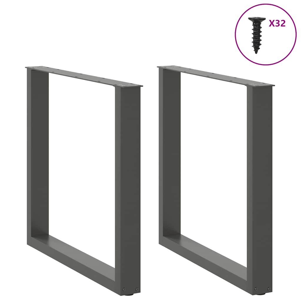 Dining Table Legs U-Shaped 2 pcs Anthracite 90x(72-73) cm Steel