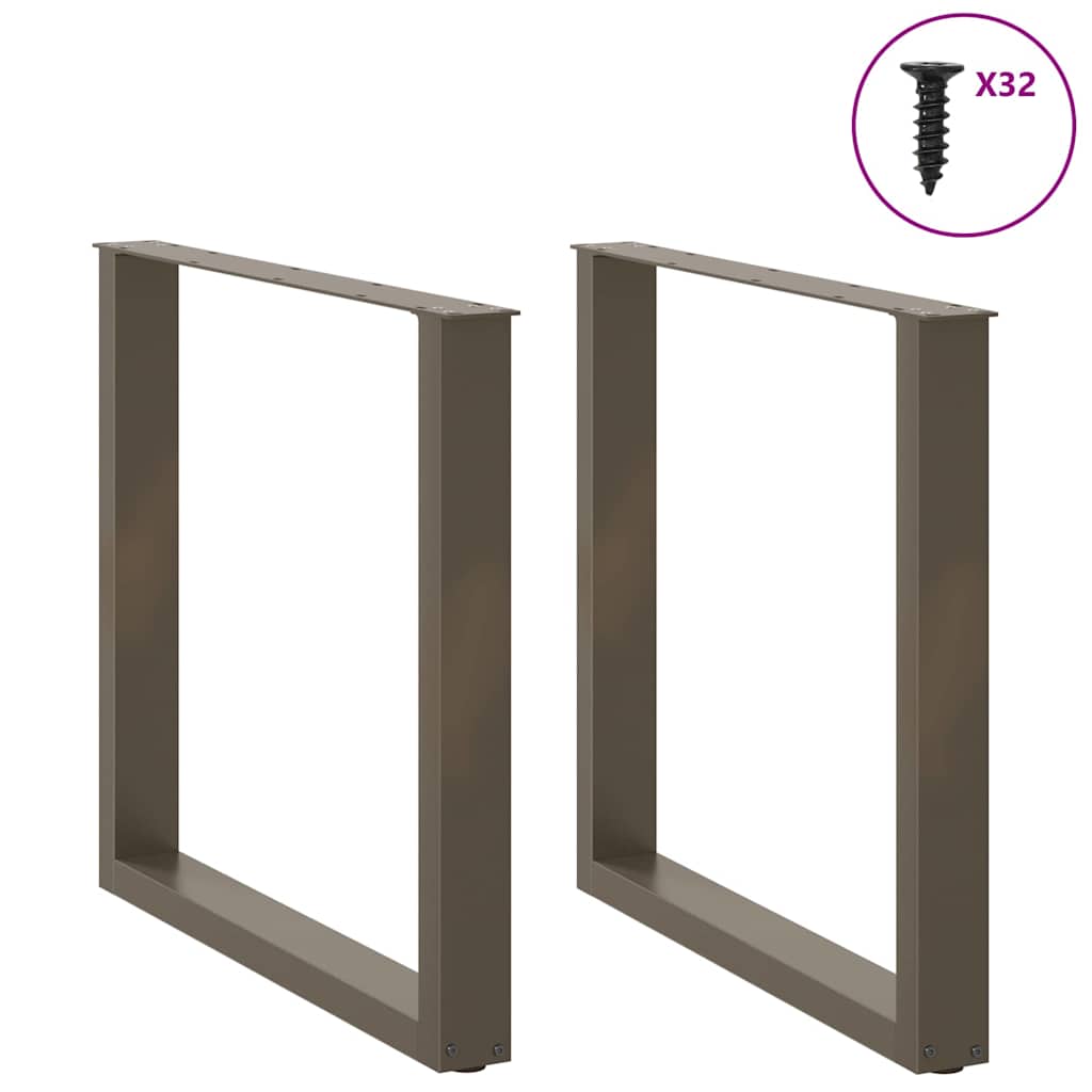 Dining Table Legs U-Shaped 2 pcs Natural Steel 90x(72-73) cm Steel