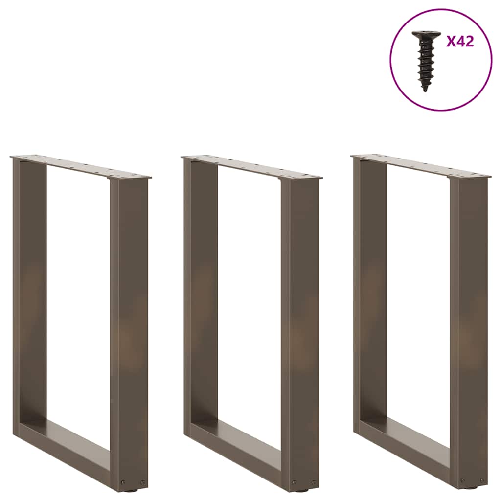 Dining Table Legs U-Shaped 3 pcs Natural Steel 70x(72-73) cm Steel