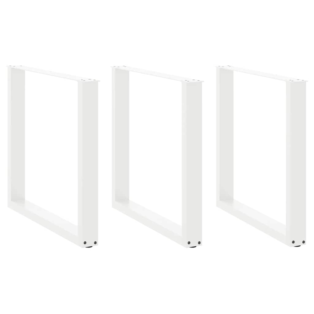 Dining Table Legs U-Shaped 3 pcs White 80x(72-73) cm Steel