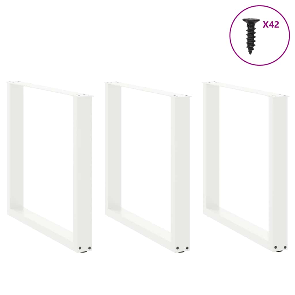 Dining Table Legs U-Shaped 3 pcs White 80x(72-73) cm Steel