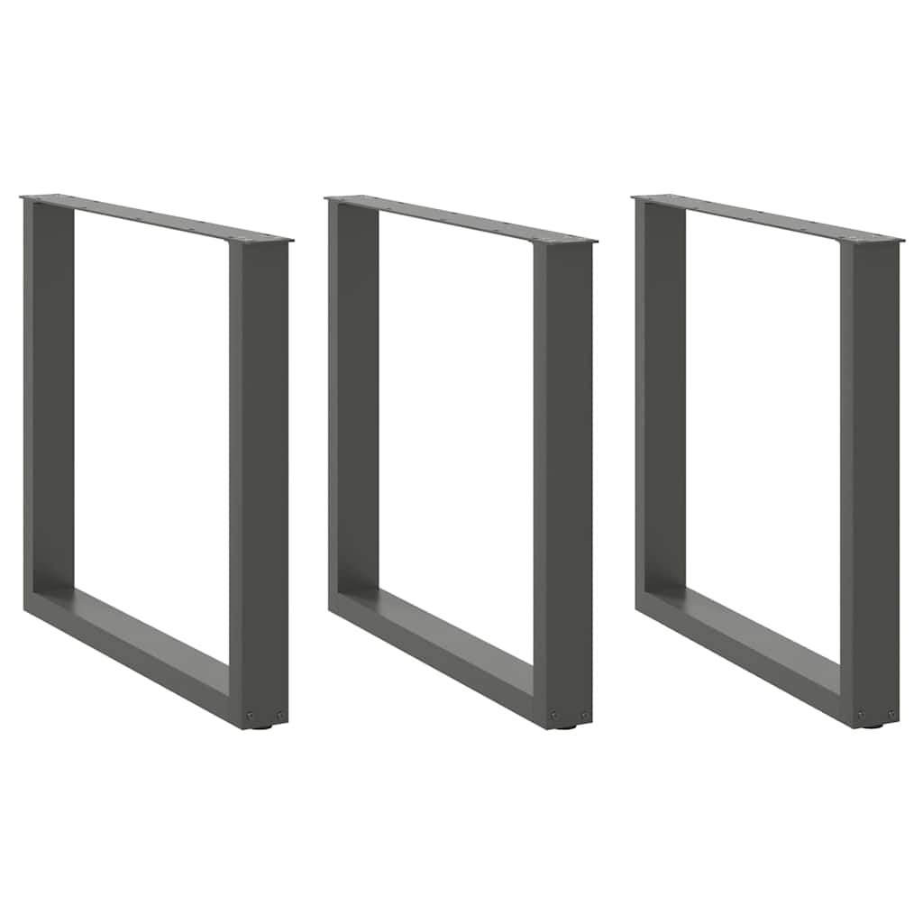 Dining Table Legs U-Shaped 3 pcs Anthracite 80x(72-73) cm Steel