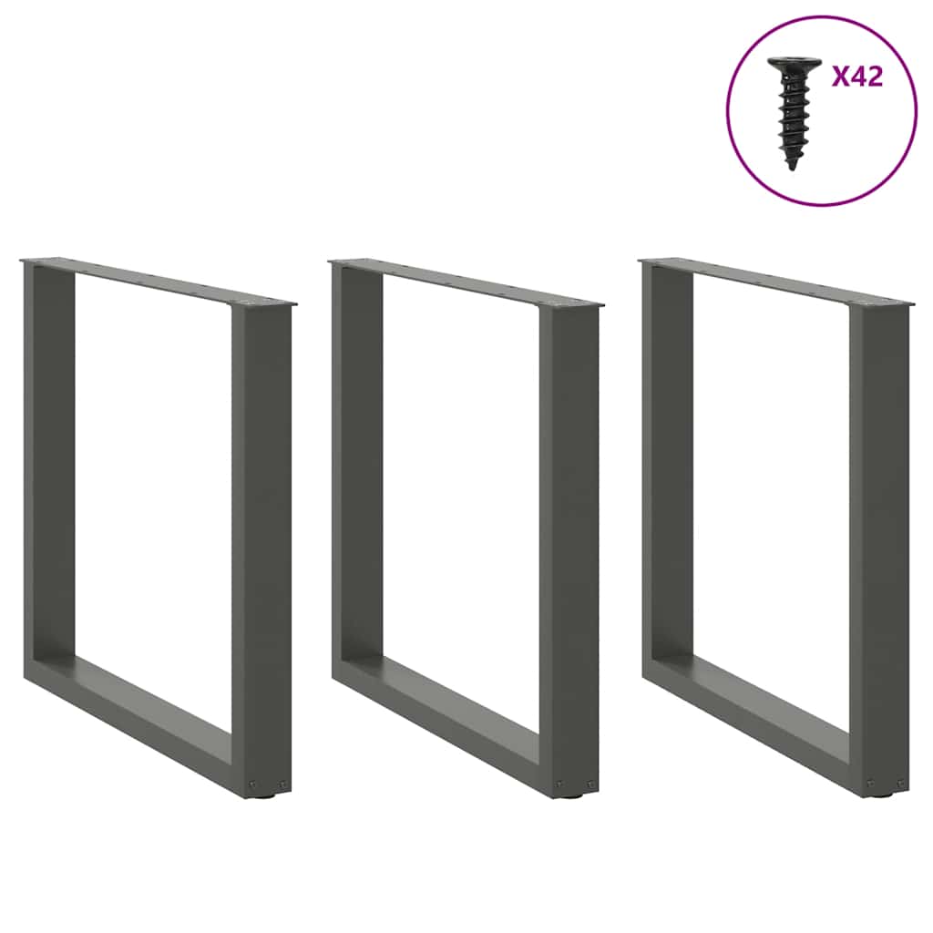 Dining Table Legs U-Shaped 3 pcs Anthracite 80x(72-73) cm Steel