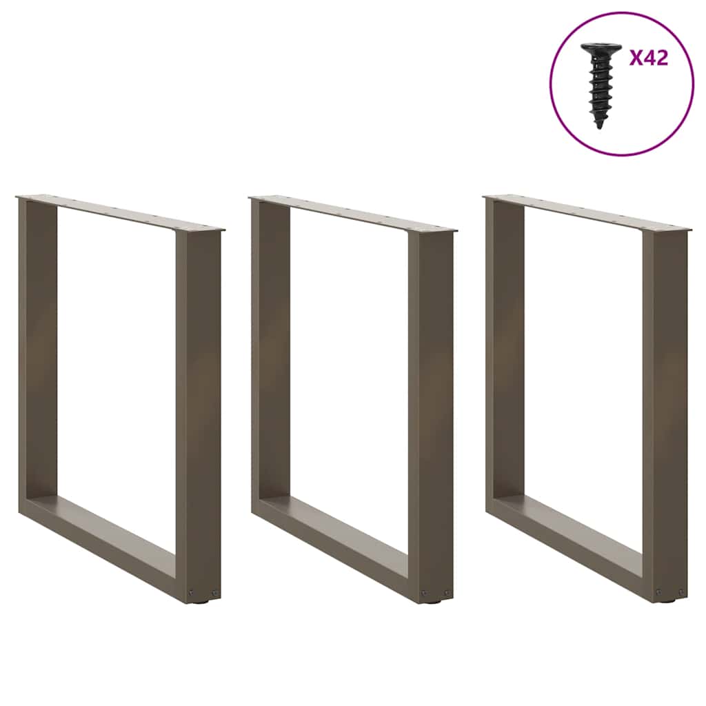 Dining Table Legs U-Shaped 3 pcs Natural Steel 80x(72-73) cm Steel