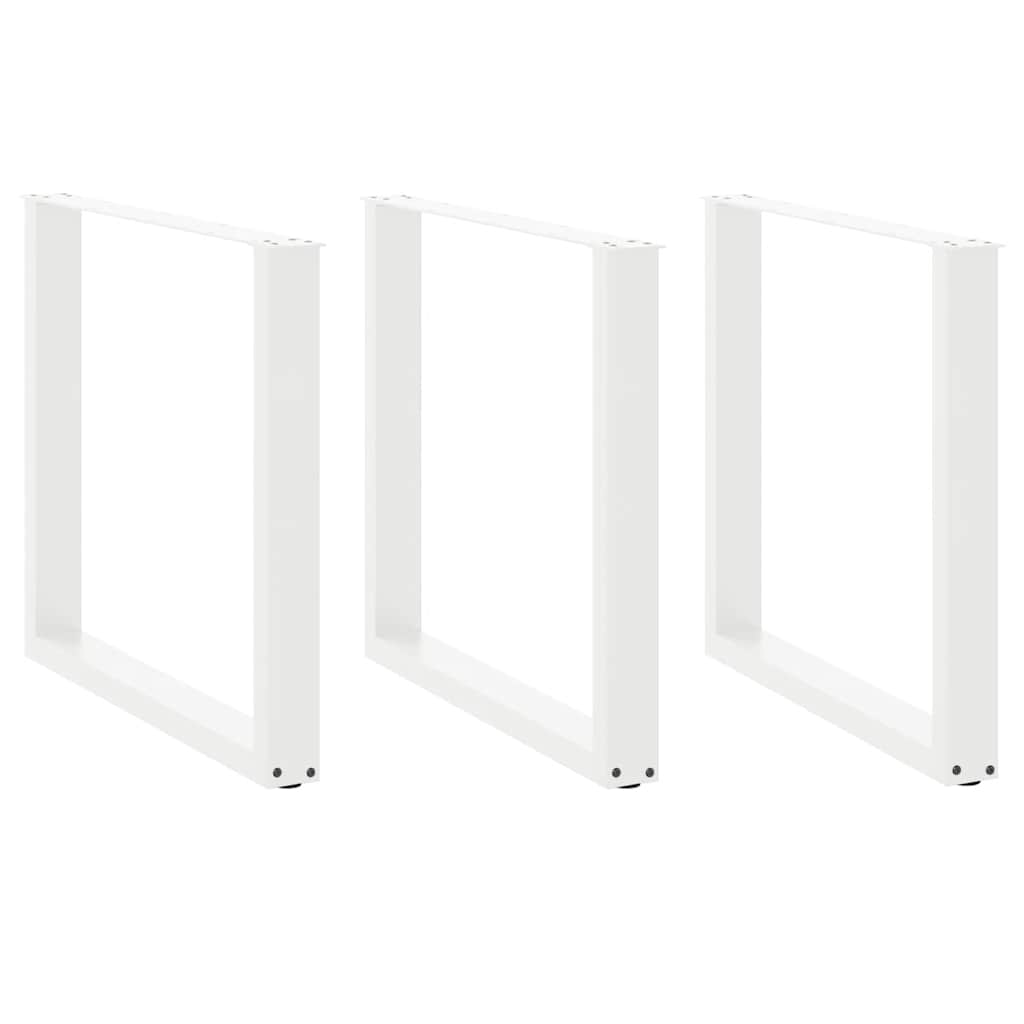 Dining Table Legs U-Shaped 3 pcs White 90x(72-73) cm Steel