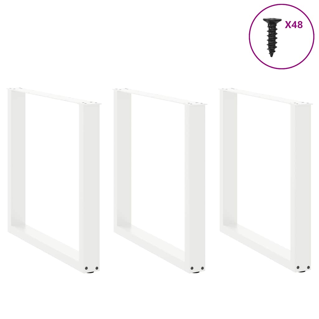 Dining Table Legs U-Shaped 3 pcs White 90x(72-73) cm Steel