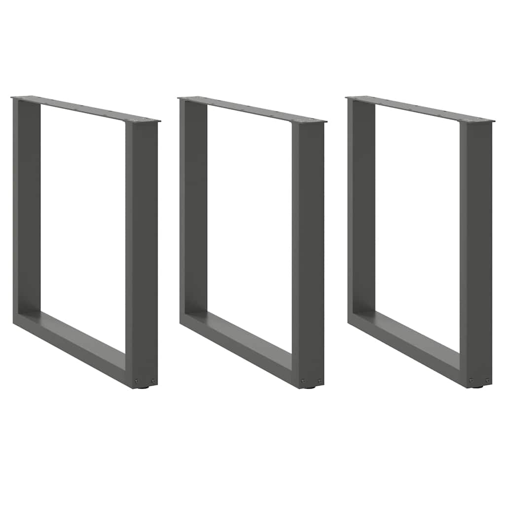 Dining Table Legs U-Shaped 3 pcs Anthracite 90x(72-73) cm Steel