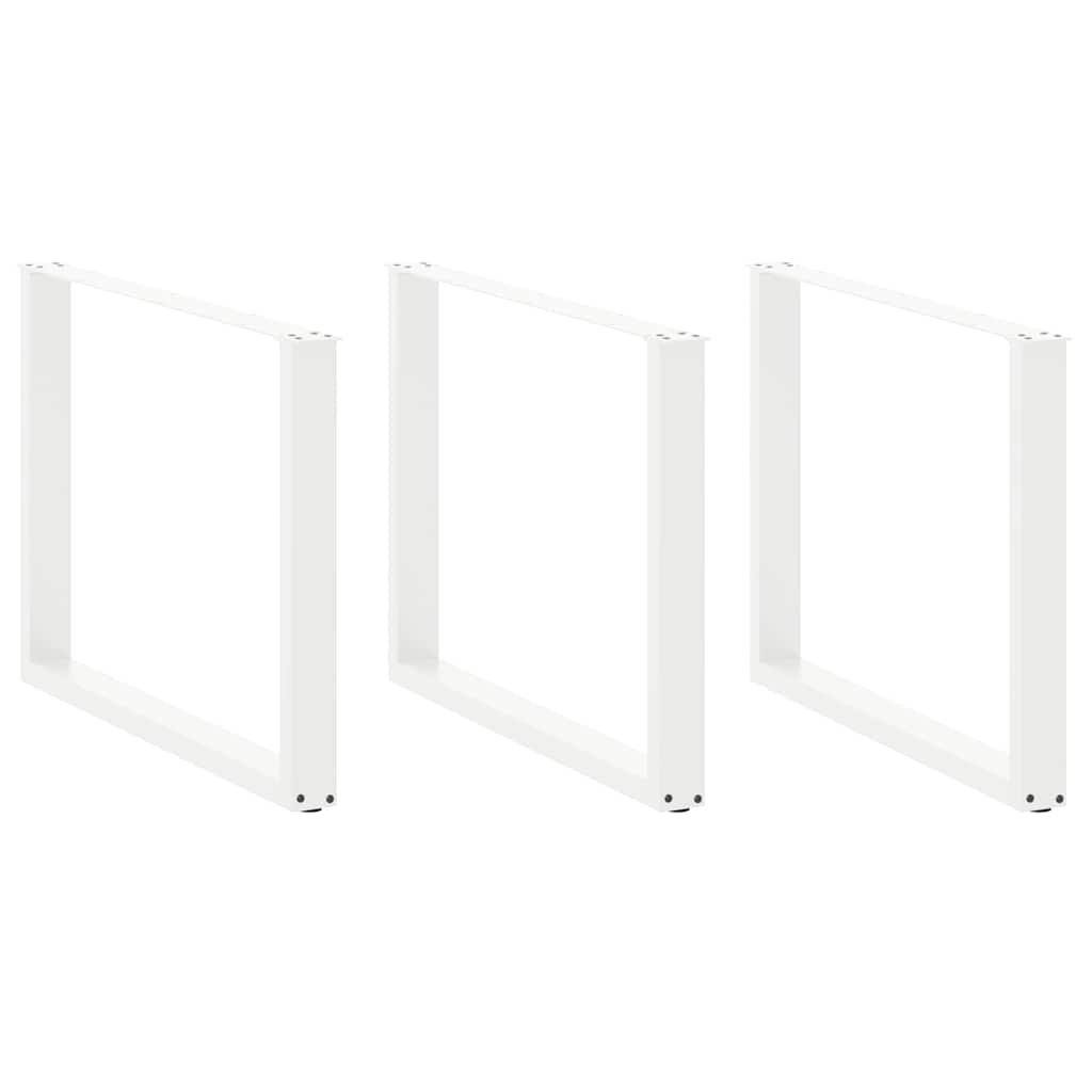 Dining Table Legs U-Shaped 3 pcs White 100x(72-73) cm Steel
