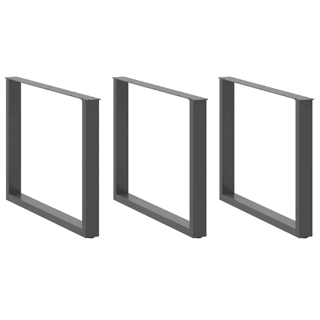 Dining Table Legs U-Shaped 3 pcs Anthracite 100x(72-73) cm Steel