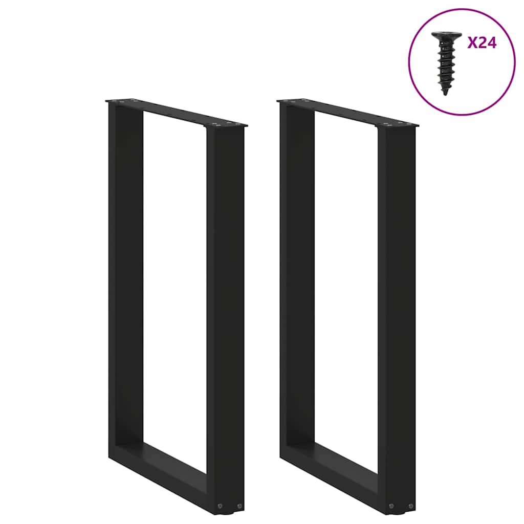 Bar Table Legs U-Shaped 2 pcs Black 60x(90-91) cm Steel