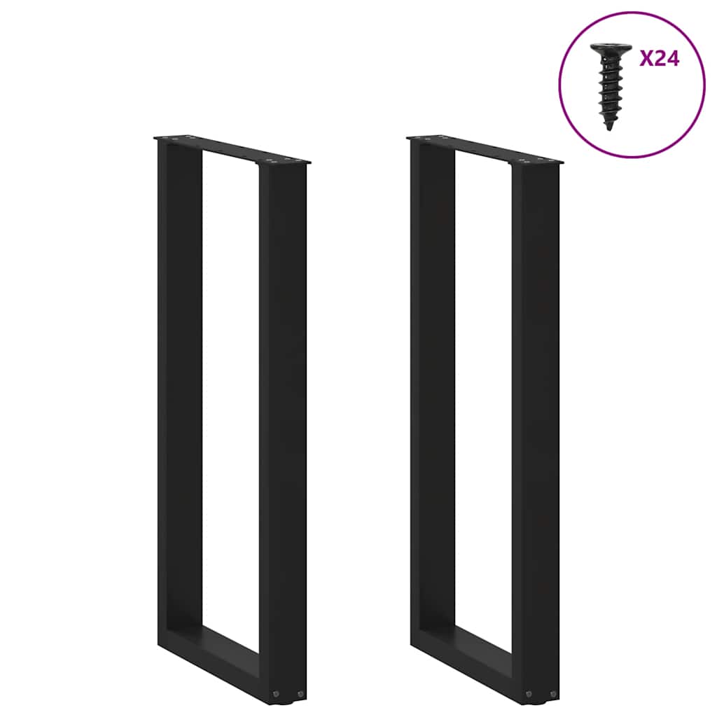 Bar Table Legs U-Shaped 2 pcs Black 50x(100-101) cm Steel