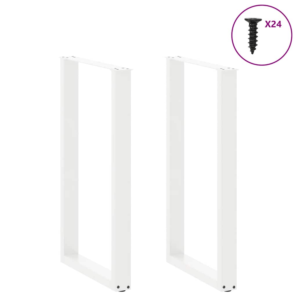 Bar Table Legs U-Shaped 2 pcs White 60x(100-101) cm Steel