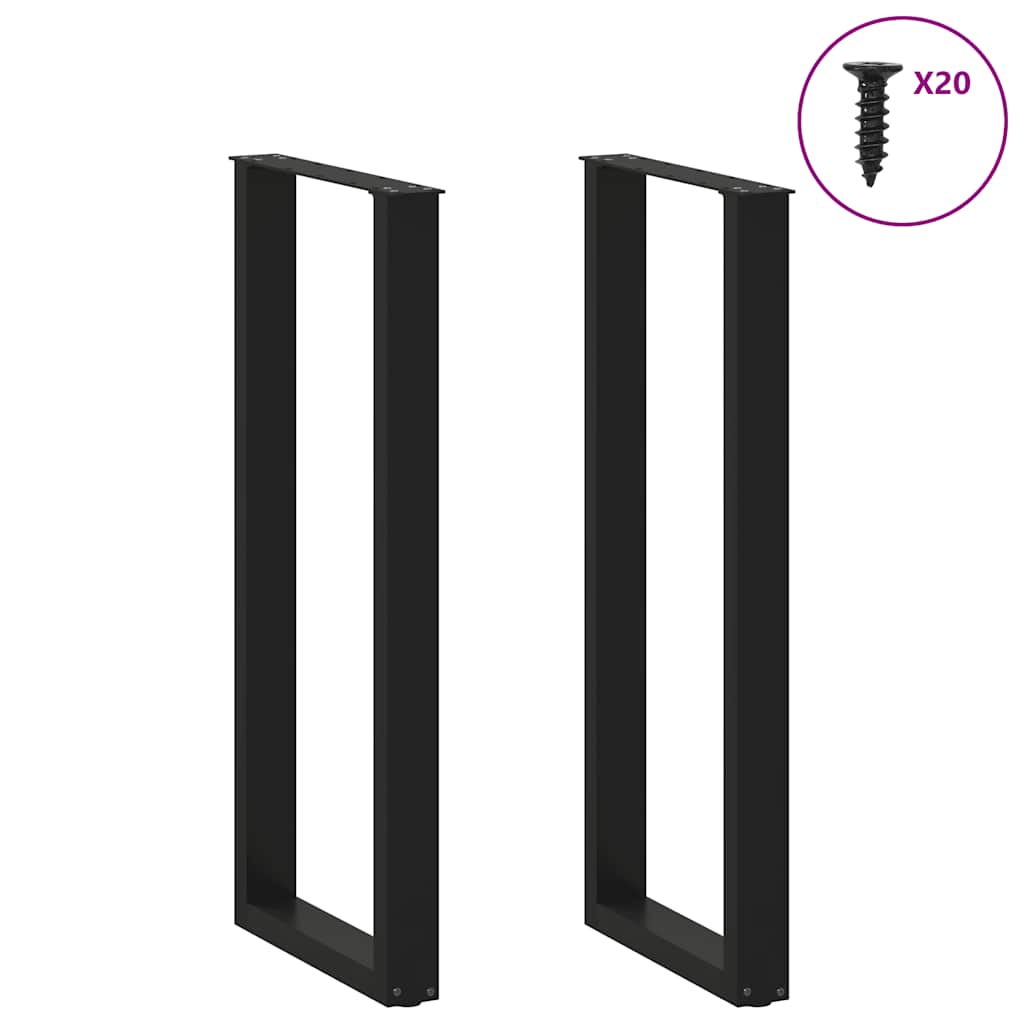 Bar Table Legs U-Shaped 2 pcs Black 40x(110-111) cm Steel