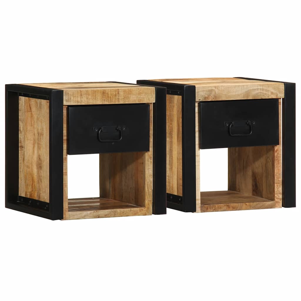 vidaXL Bedside Cabinets 2 pcs 40x35x40 cm Solid Rough Wood Mango