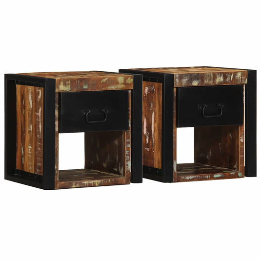 vidaXL Bedside Cabinets 2 pcs Multicolour 40x35x40 cm Solid Wood Reclaimed