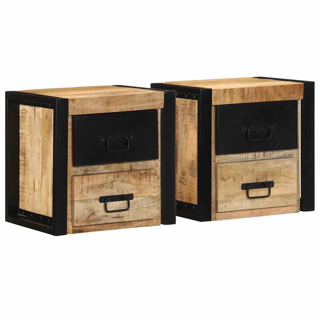 vidaXL Bedside Cabinets 2 pcs 40x35x40 cm Solid Rough Wood Mango